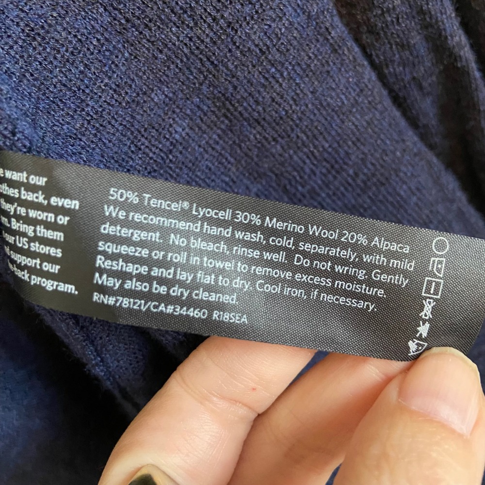 Eileen Fisher Navy Open-Front Lightweight Cardigan - Picture 4 of 7